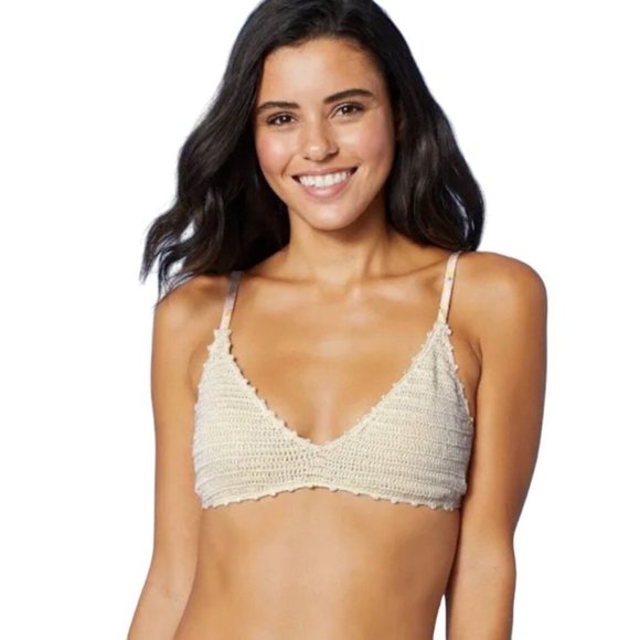 Xhilaration Juniors Crochet Bralette Bikini Top Swim Cream Large Adjustable - Picture 1 of 10
